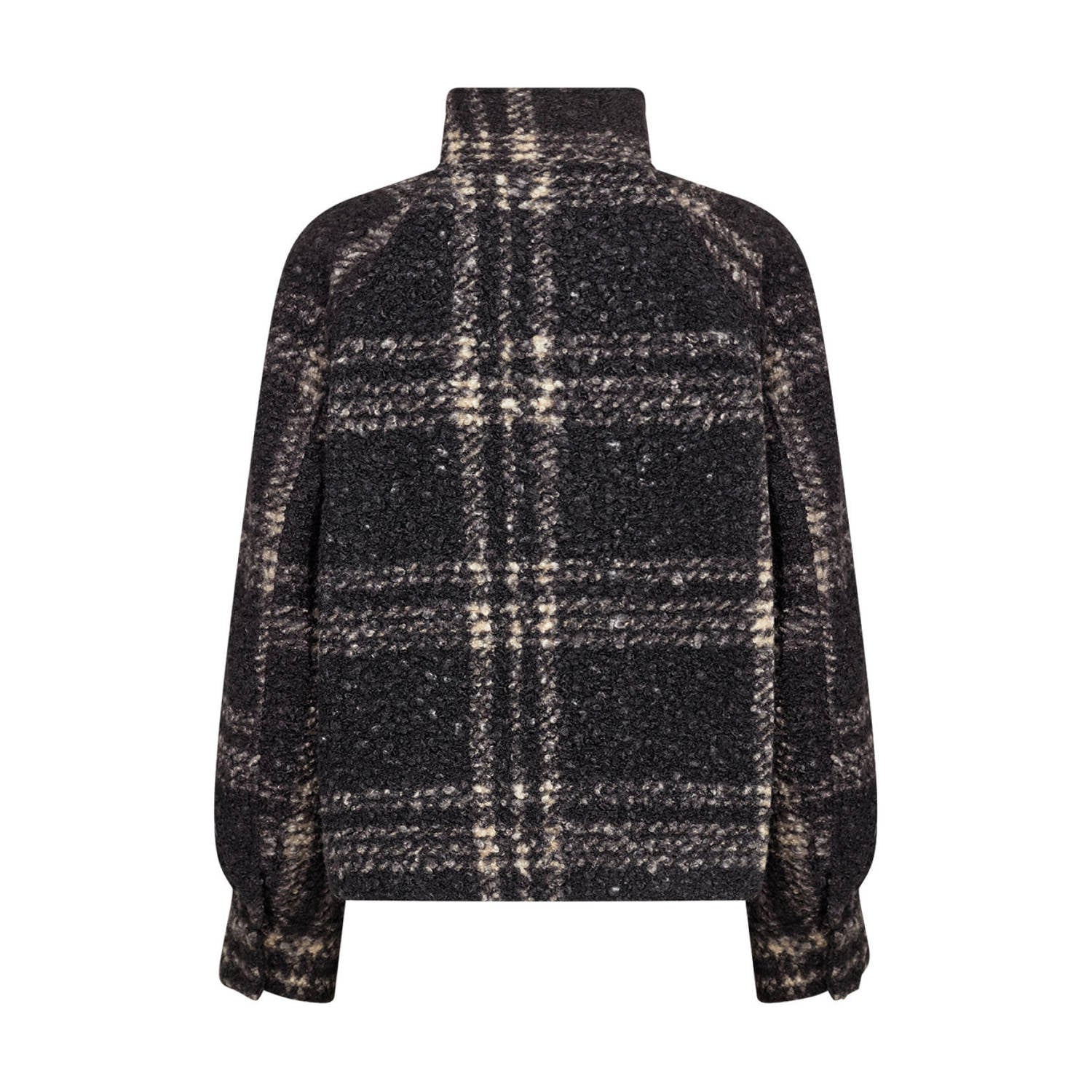Soyaconcept bouclé geruite teddy jas zwart