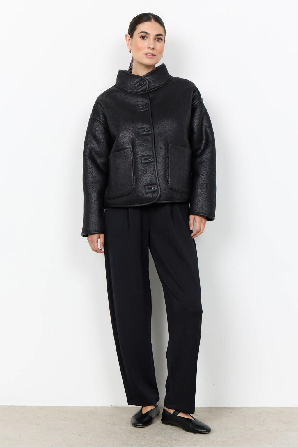 Soyaconcept teddy jas met print - zwart