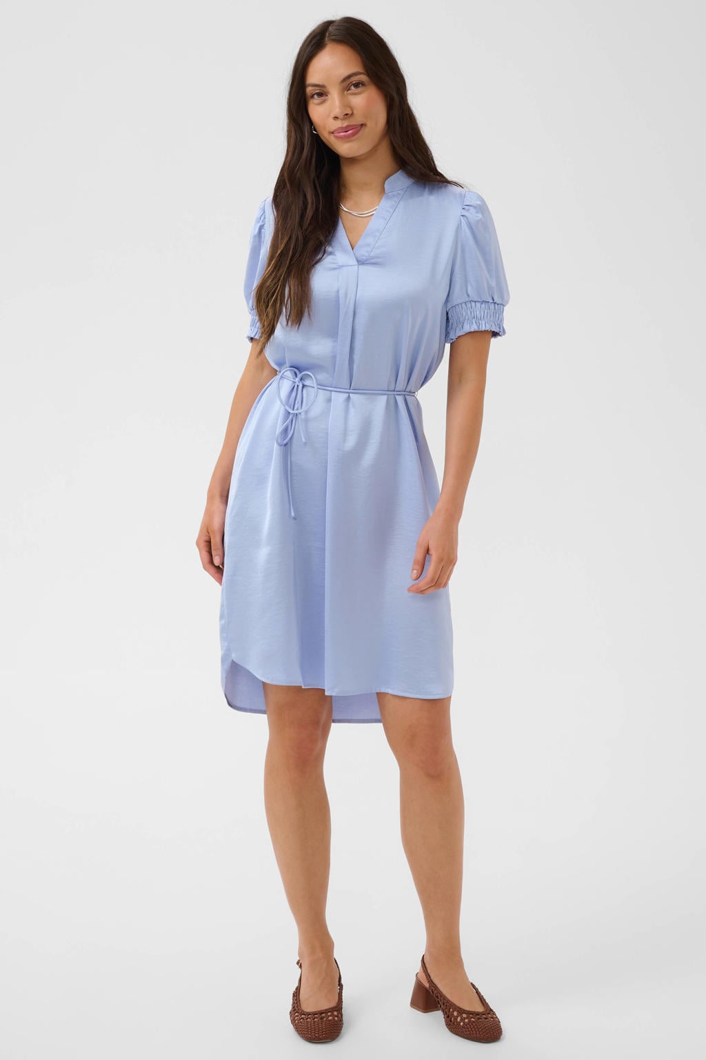 Saint Tropez mini jurk met ceintuur - lichtblauw