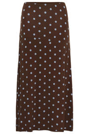 thumbnail: Saint Tropez viscose midi rok met stippen - bruin