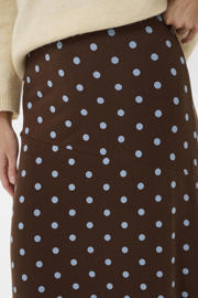 thumbnail: Saint Tropez viscose midi rok met stippen - bruin