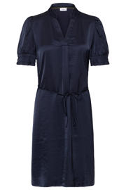 thumbnail: Saint Tropez viscose mini jurk met ceintuur - marineblauw