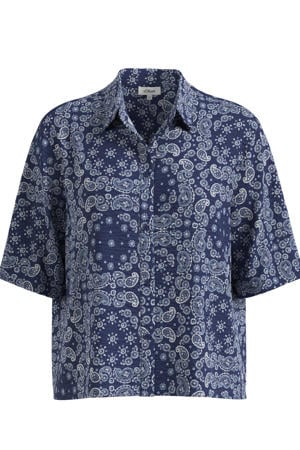 viscose blouse met paisley - donkerblauw