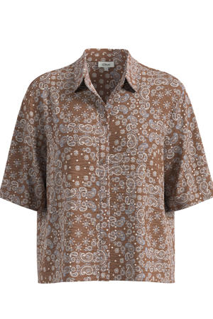 blouse met paisley - bruin