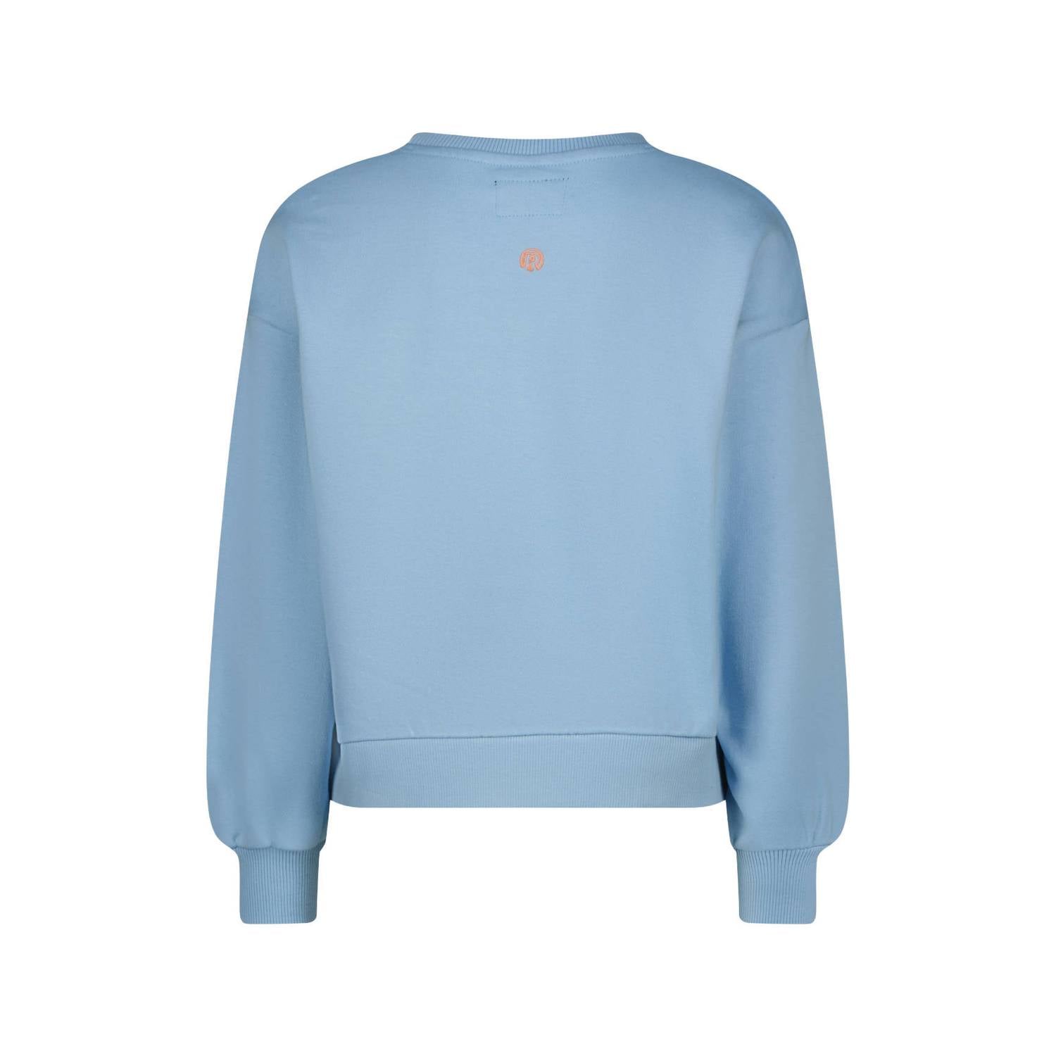 Raizzed boxy sweater met tekst lichtblauw