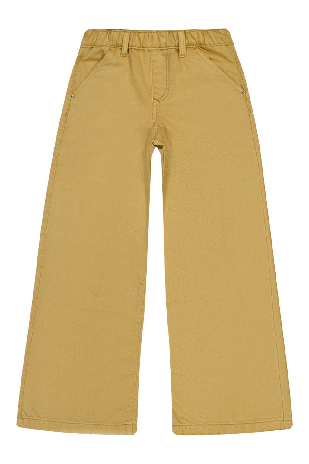 Zandkleurige meisjes Raizzed Cairo wide leg jeans zand van denim met rits- en knoopsluiting en effen