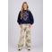 Raizzed boxy sweater met tekst - donkerblauw