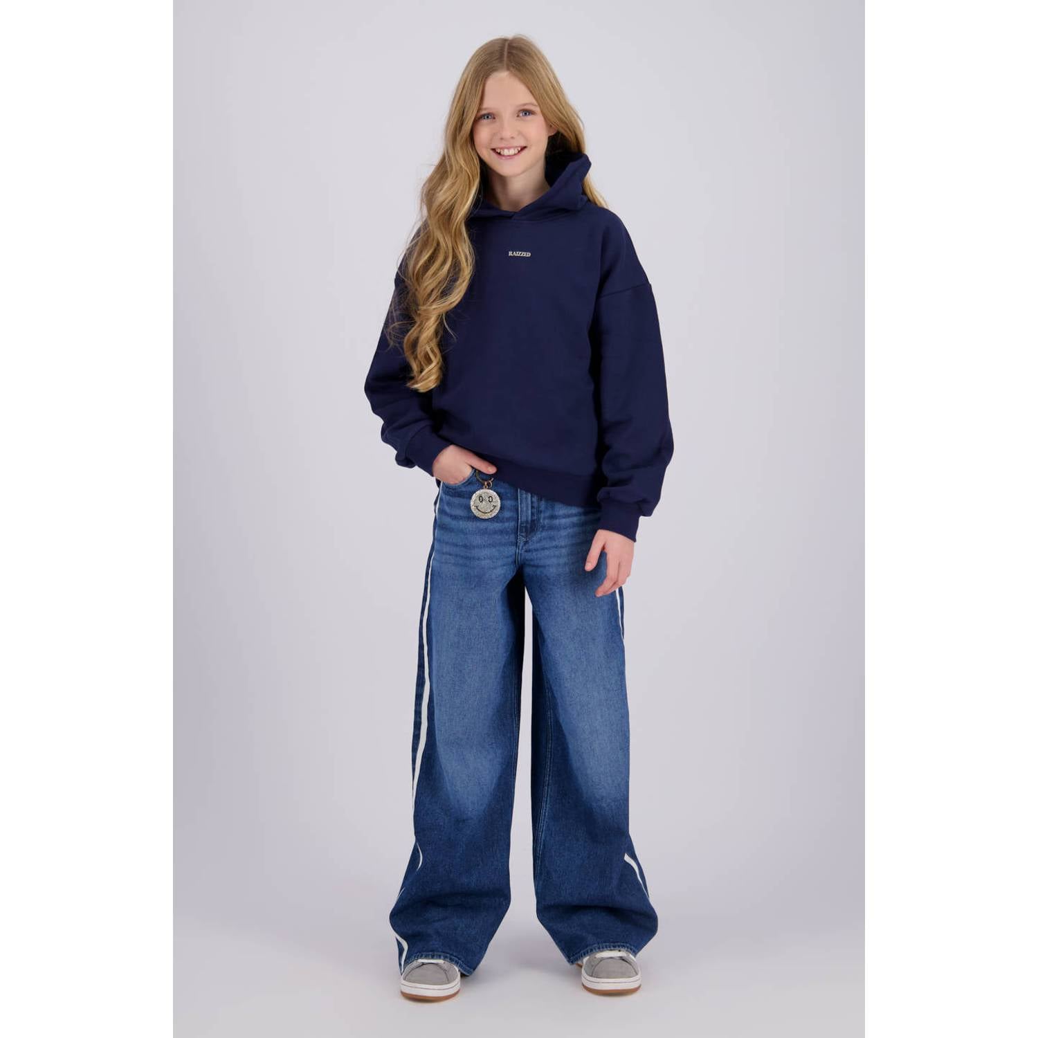 Raizzed boxy hoodie met backprint donkerblauw