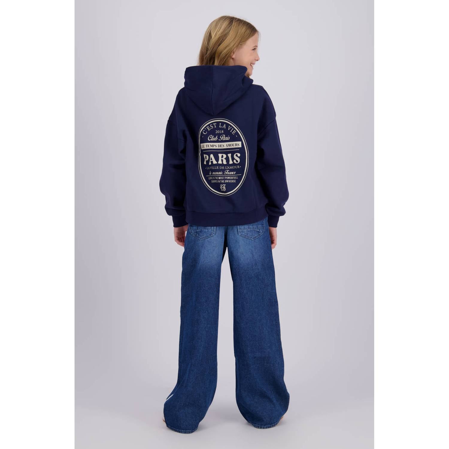 Raizzed boxy hoodie met backprint donkerblauw