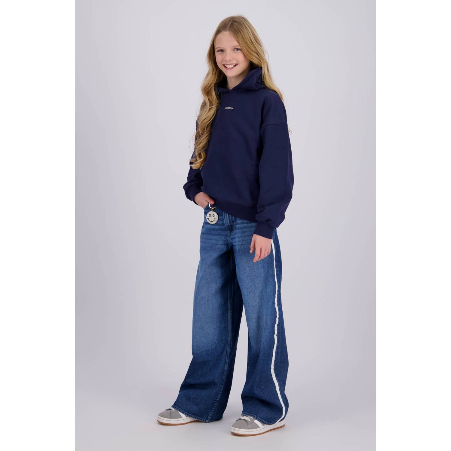 Raizzed boxy hoodie met backprint donkerblauw