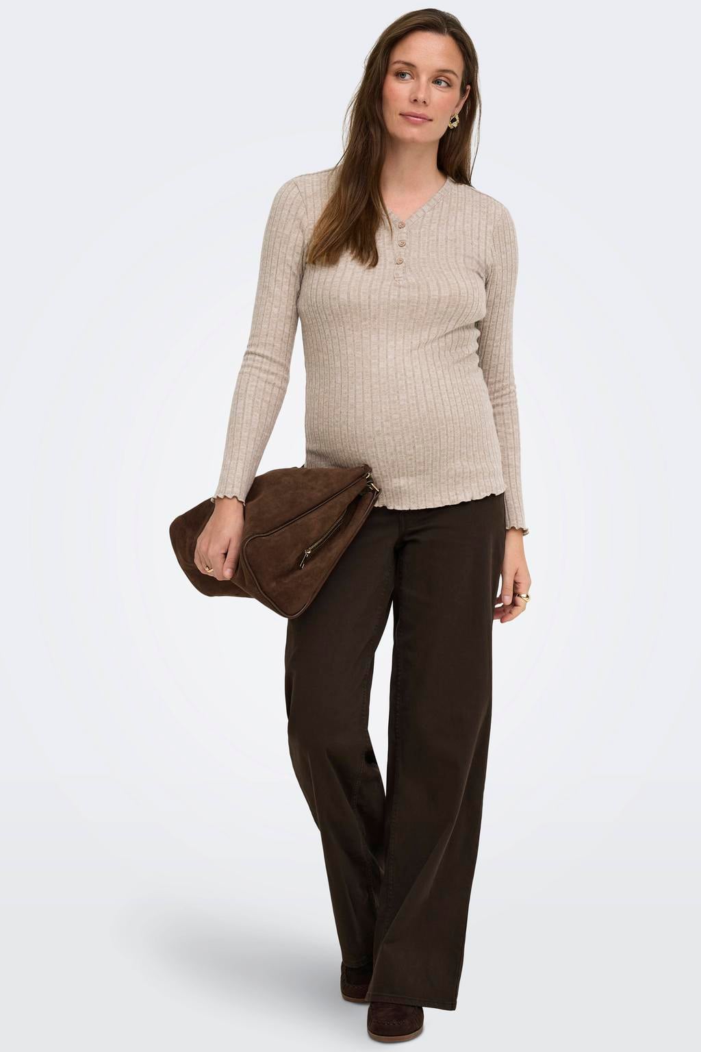 ONLY MATERNITY Olmmadison high waist wide leg zwangerschapsjeans - donkerbruin