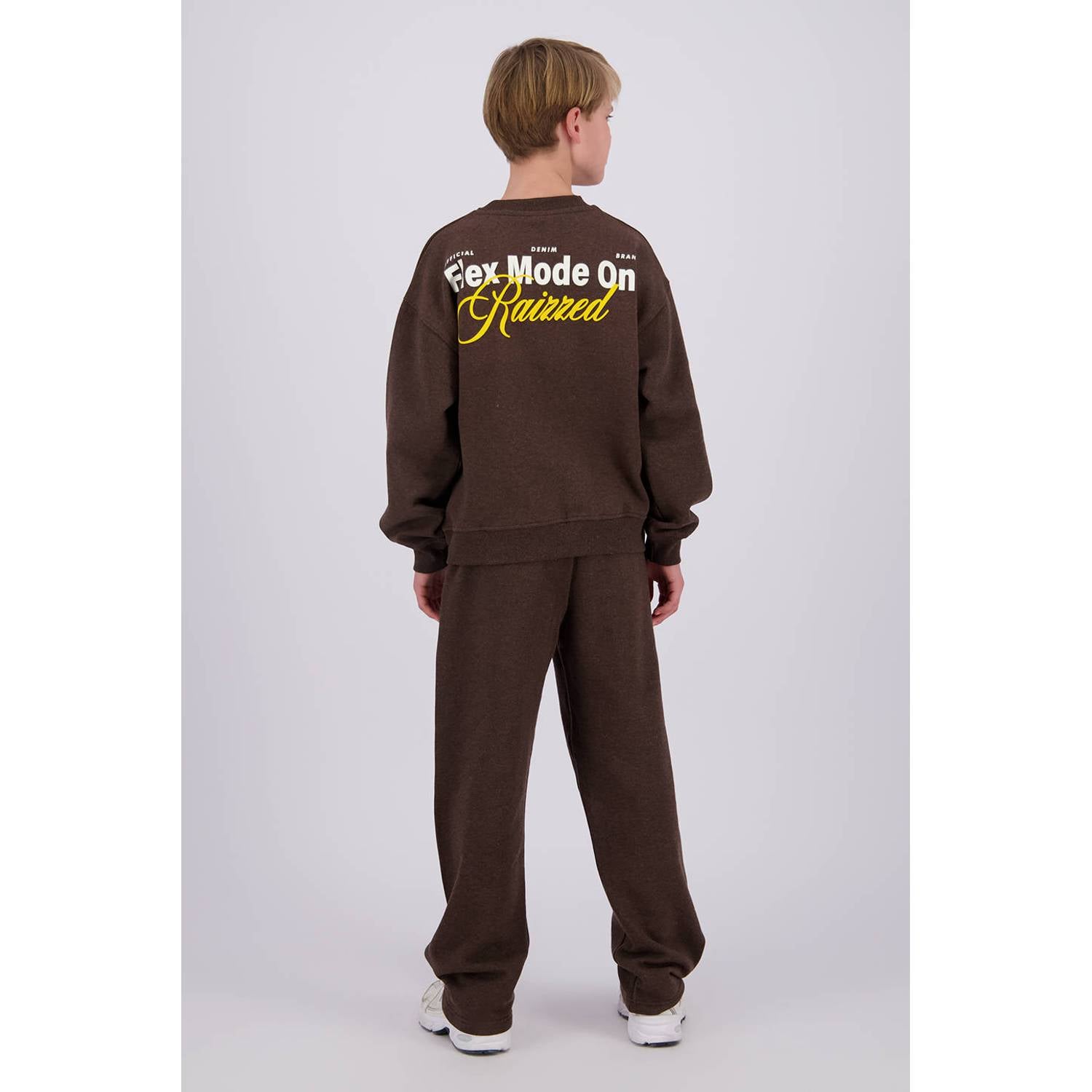 Raizzed oversized sweater met backprint bruin