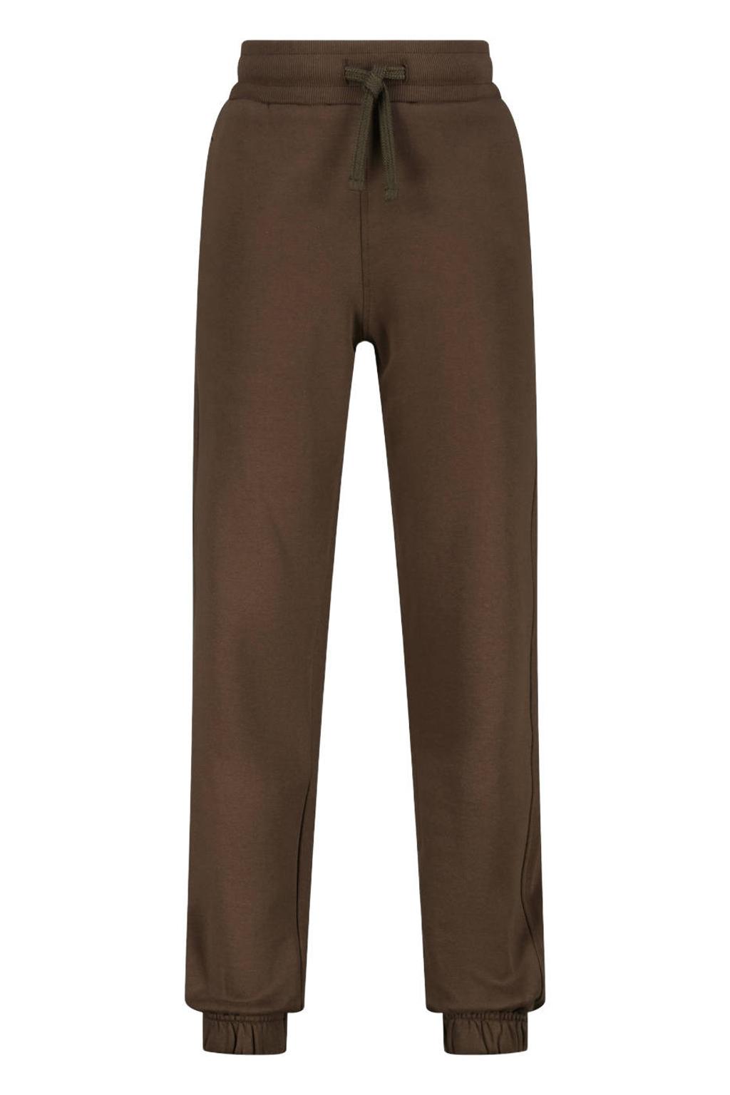Bruine jongens Raizzed regular fit joggingbroek van sweat materiaal met elastische tailleband met koord en effen