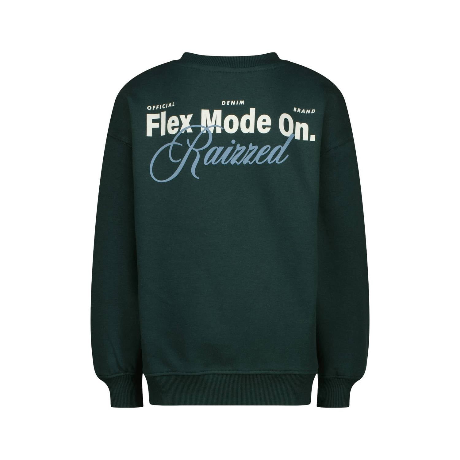 Raizzed oversized sweater met backprint donkergroen