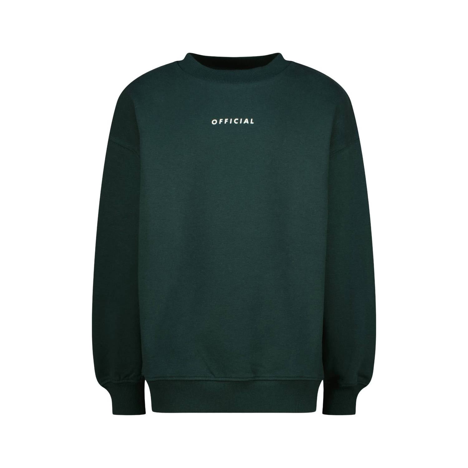 Raizzed oversized sweater met backprint donkergroen