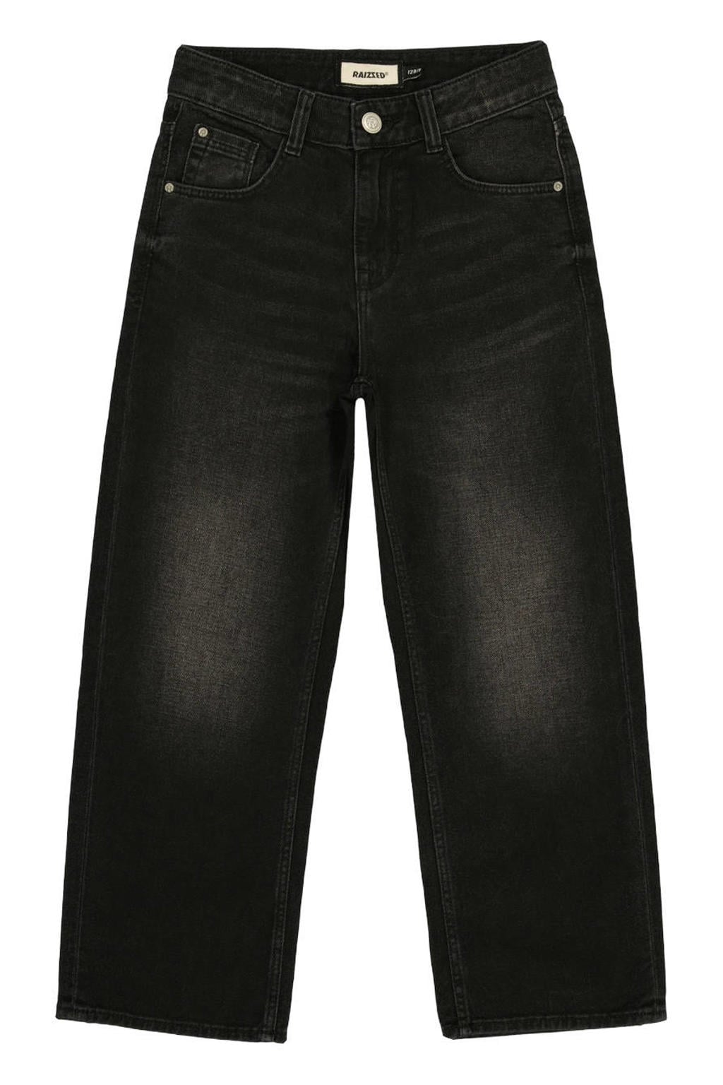 Black denim jongens Raizzed Hanoi baggy jeans van denim met regular waist, rits- en knoopsluiting en effen