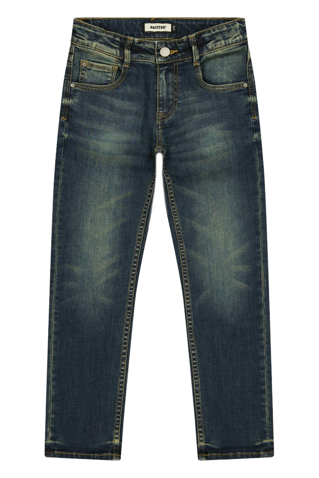 Dark blue denim jongens Raizzed Berlin straight leg jeans van denim met rits- en knoopsluiting en effen