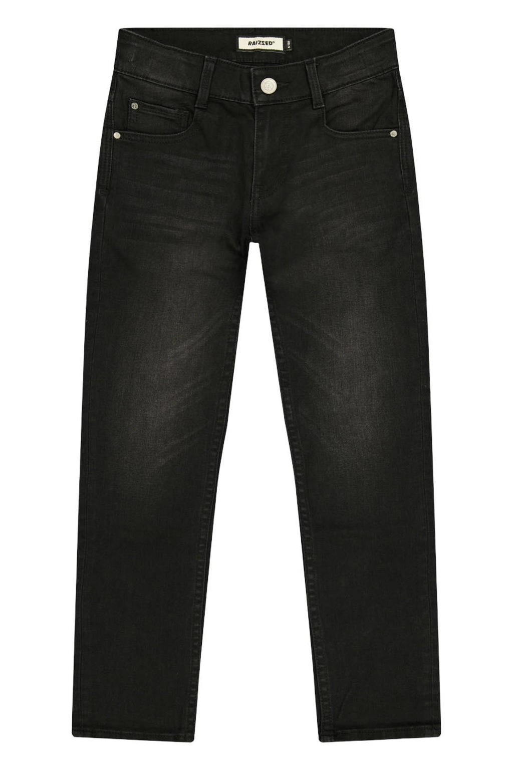 Black denim jongens Raizzed Berlin straight leg jeans van denim met rits- en knoopsluiting en effen