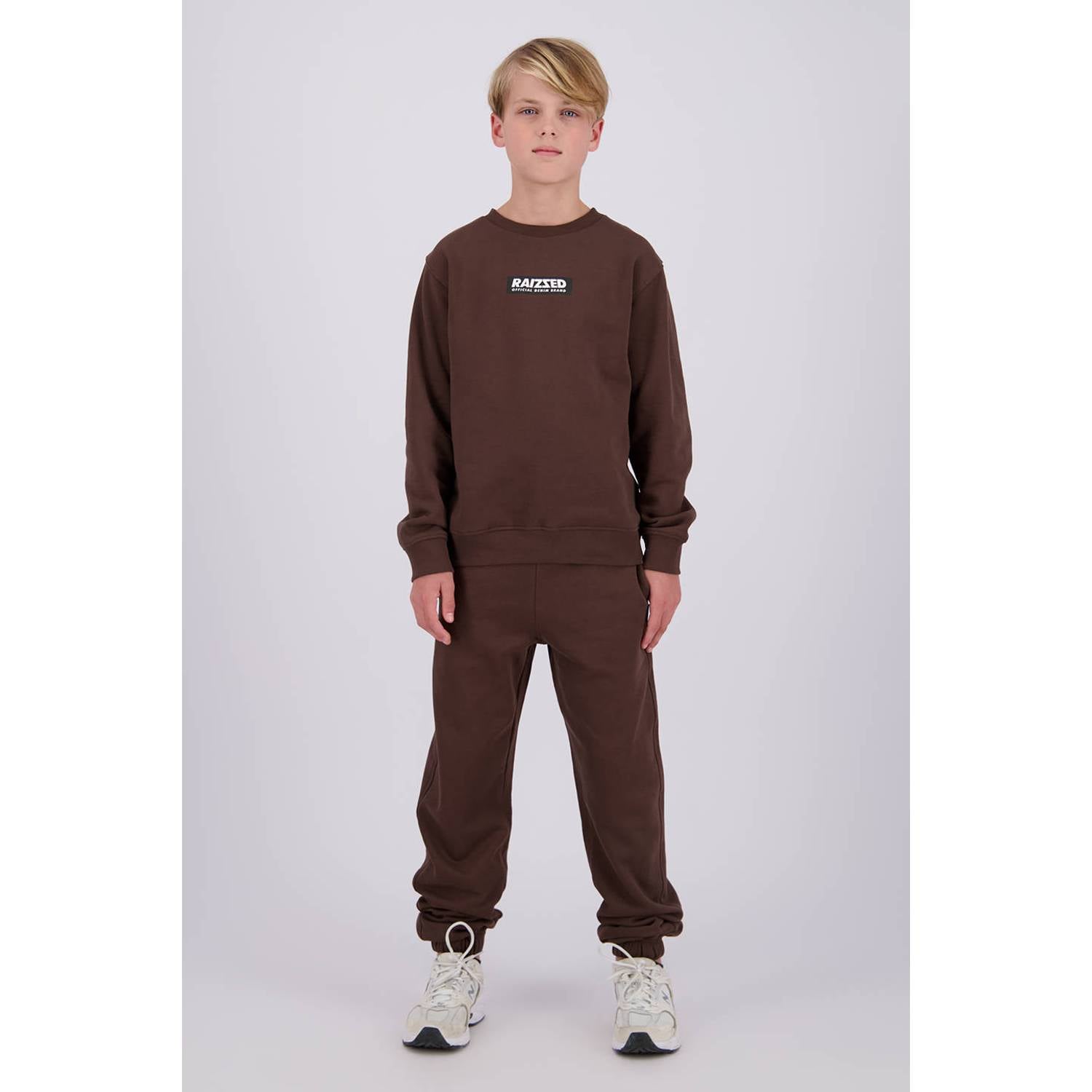Raizzed rechtvallende sweater met logo bruin