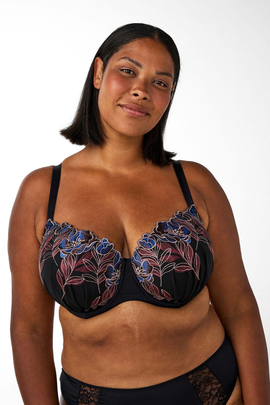 Zizzi voorgevormde Plus Size beugel-bh - zwart/meerkleurig