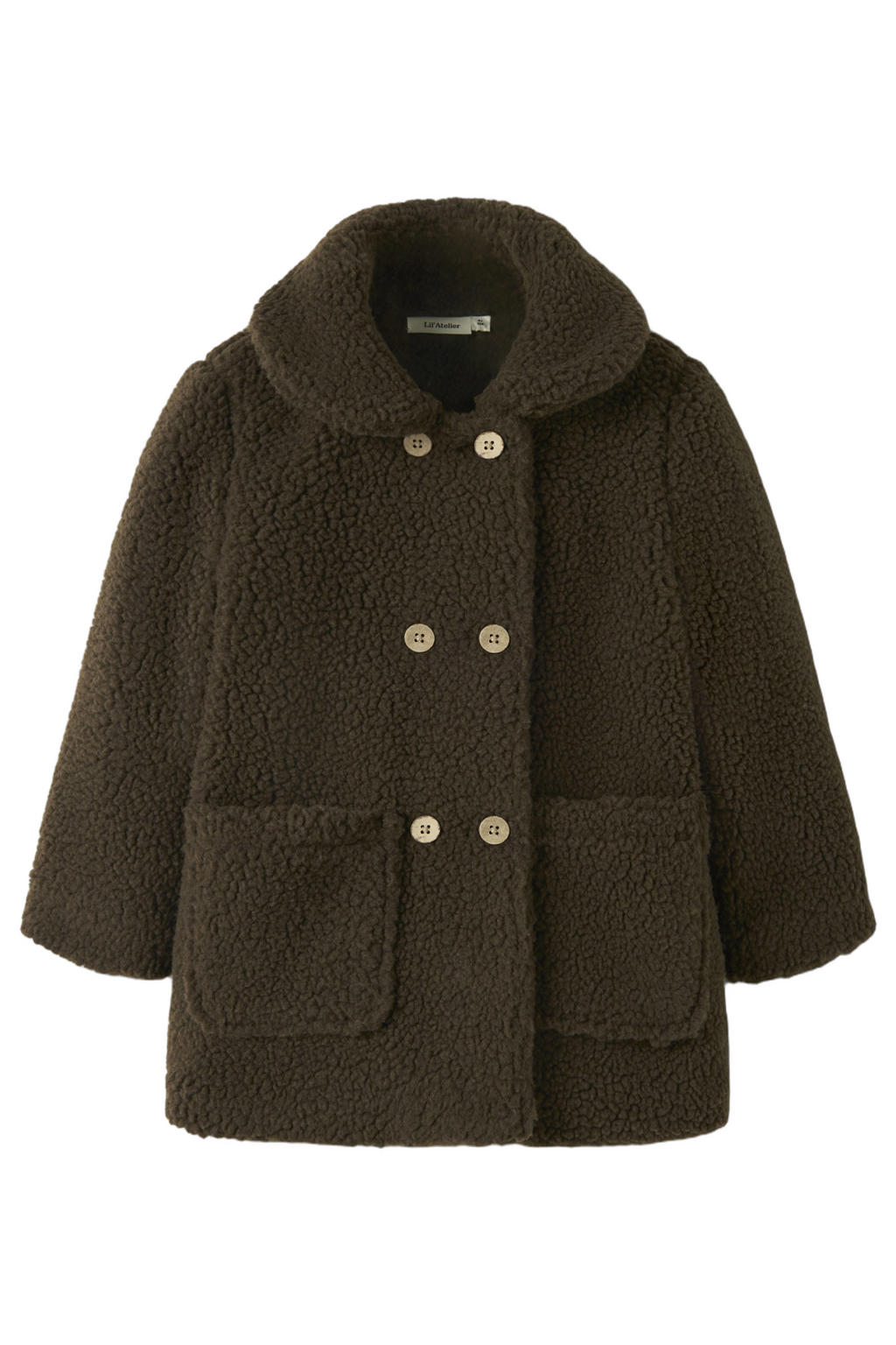 LIL' ATELIER MINI teddy winterjas - donkerbruin