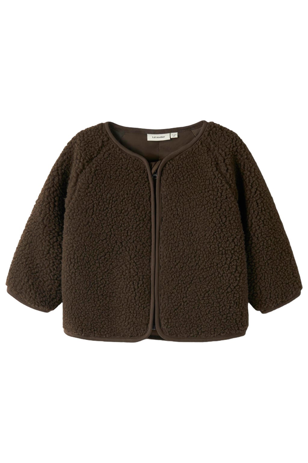 LIL' ATELIER BABY teddy jas - donkerbruin