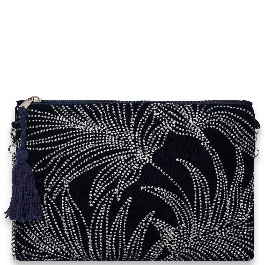 Bulaggi clutch Leaves donkerblauw