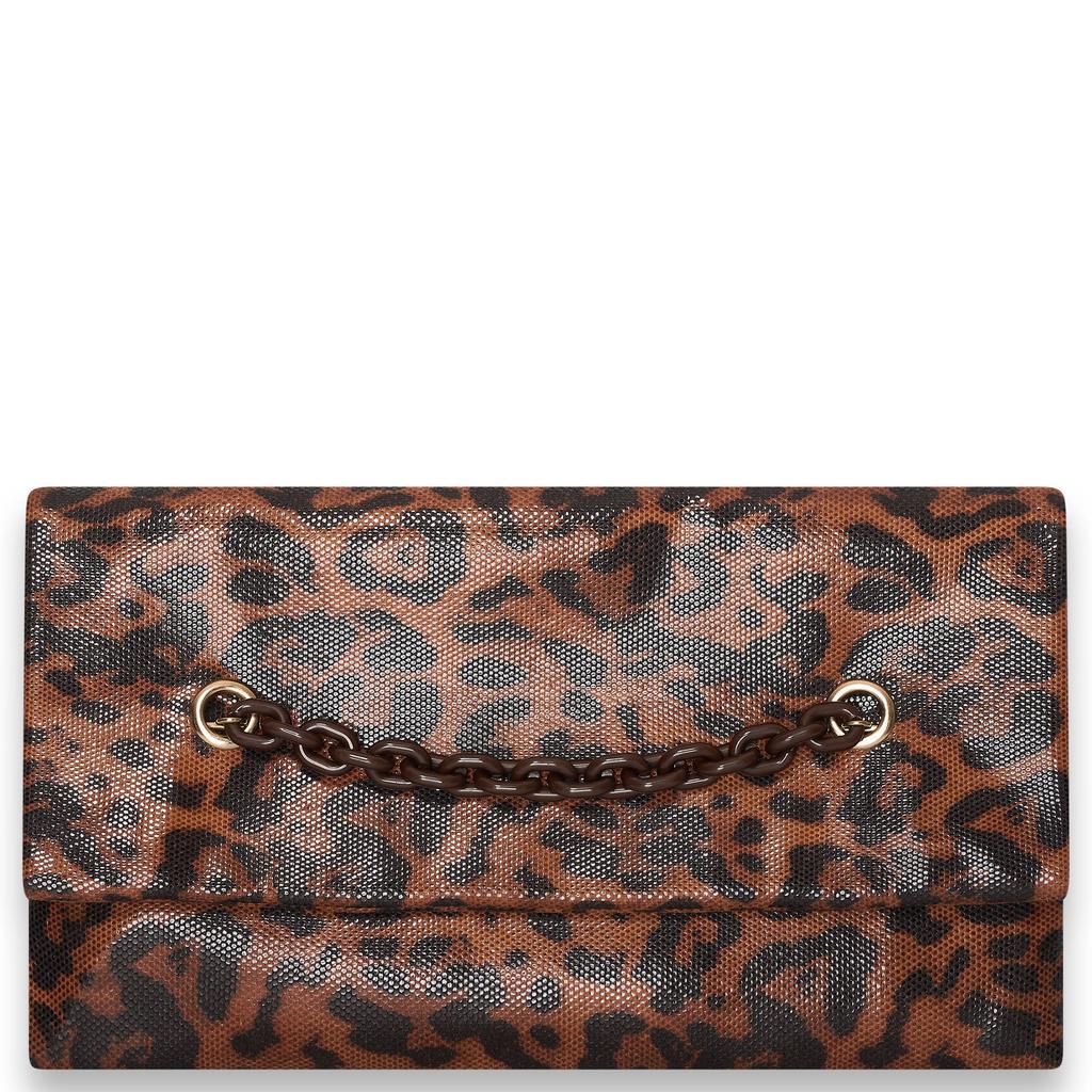 Bulaggi clutch met panterprint Leo Glossy bruin