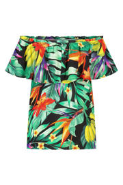 thumbnail: MS Mode off shoulder top met ruches Plus Size - groen