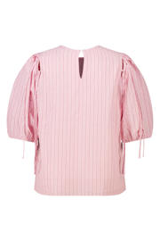 thumbnail: MS Mode rechtvallend gestreepte blousetop met cut-out Plus Size - lichtroze