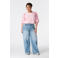 MS Mode rechtvallend gestreepte blousetop met cut-out Plus Size - lichtroze