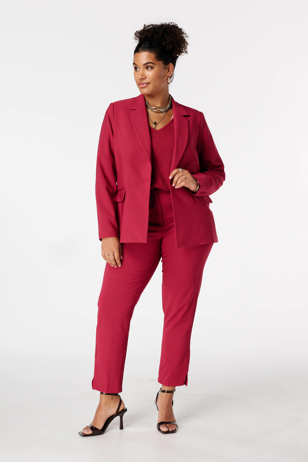 MS Mode regular fit blazer Plus Size - rood
