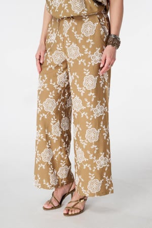 wide leg broek met print Plus Size - beige
