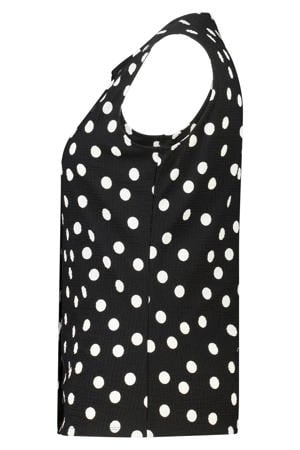 fitted blousetop met stippen Plus Size - zwart