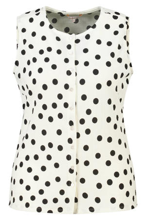 blousetop Plus Size met stippen - ecru