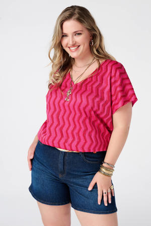 top met glitters Plus Size - roze