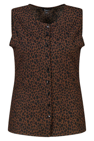 blousetop met panterprint Plus Size - bruin