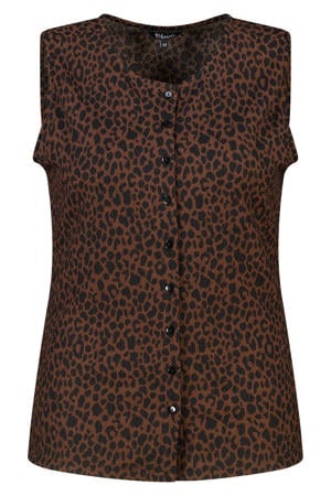 blousetop met panterprint Plus Size - bruin