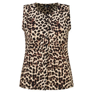 fitted blousetop met panterprint Plus Size - bruin