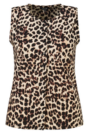 fitted blousetop met panterprint Plus Size - bruin
