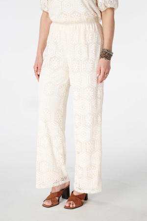 wide leg gehaakte broek Plus Size - ecru