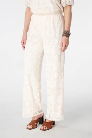 wide leg gehaakte broek Plus Size - ecru