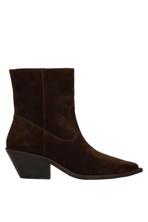 western suède cowboy boots - bruin
