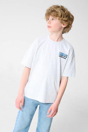 T-shirt met backprint - lichtgrijs
