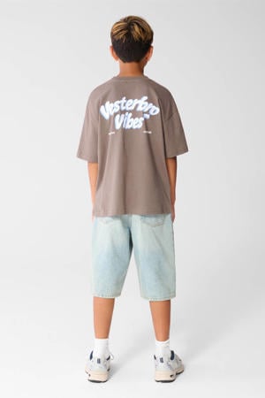 T-shirt met backprint - bruin
