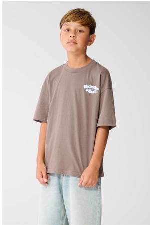 T-shirt met backprint - bruin
