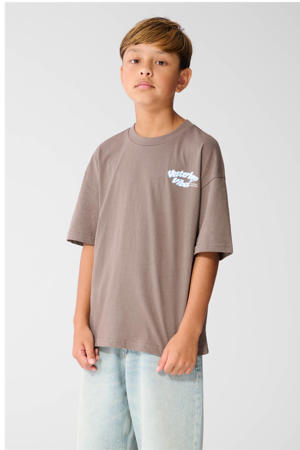 T-shirt met backprint - bruin