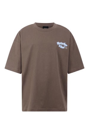 T-shirt met backprint - bruin