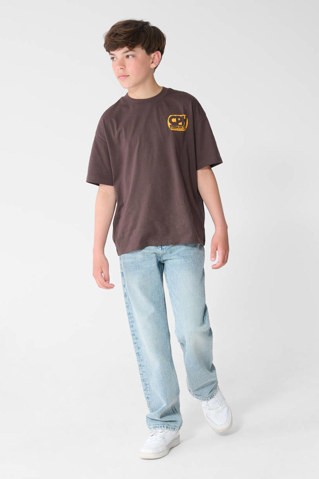 Shoeby T-shirt met backprint - donkerbruin