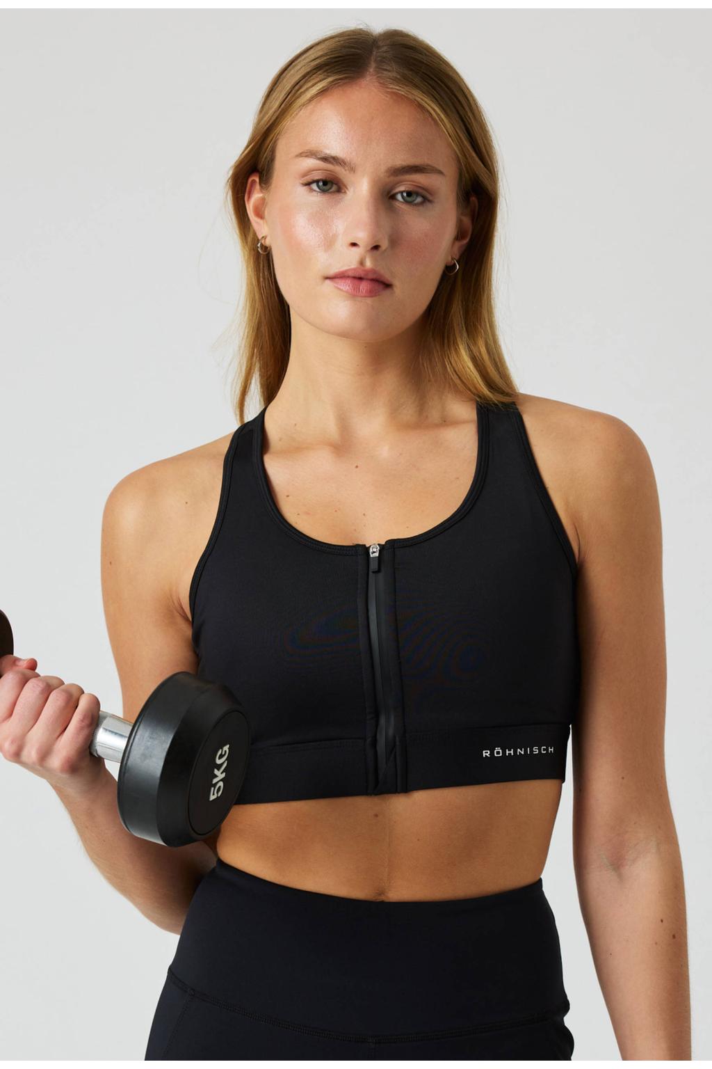 Rohnisch sportbh high support met panterprint - zwart